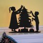 Trimming the Tree Scene & Candle Holder Decoration Christmas Metal Holiday Tea