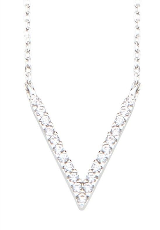 V Shape Pendant Necklace Delicate Chain Made With Genuine Swarovski