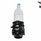 Leather Motorcycle Cup Holder With Concho Beads & Braid Water Bottle Genuine Leather Motorcycle Cup Holder With Concho Beads & Braid Water Bottle Genuine
