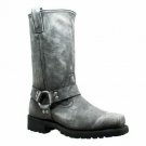 Mens HARNESS BOOT Stone Washed Black Leather Riding Motorcycle Biker Medium Wide Mens HARNESS BOOT Stone Washed Black Leather Riding Motorcycle Biker Medium Wide