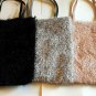 Fashion Shaggy Purse Handbag 3 Colors Black Gray Pink Medium Size 12 x 14 inch