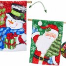 Evergreen Stary Night Santa and Snowman Suede House Flag 29 x 43 Holiday