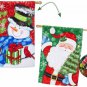 Evergreen Stary Night Santa and Snowman Suede House Flag 29 x 43 Holiday