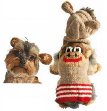 Monkey Hoodie Dog Sweater Chilly Dog Hand Knit Wool  XXS-XXXL Pet Puppy Warm Pet