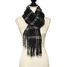 Acrylic Knit Boucle Multi Check Scarf Scarves Shawl Fringe Trim Wrap Winter Blk Acrylic Knit Boucle Multi Check Scarf Scarves Shawl Fringe Trim Wrap Winter Blk