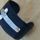 Hammered Cross Cuff Bracelet Black Leather Worn Silver FREE SHIPPING New Artisan Hammered Cross Cuff Bracelet Black Leather Worn Silver FREE SHIPPING New Artisan
