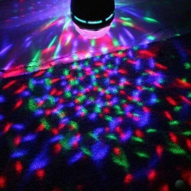 Full Color LED RGB Rotating Party Light Bulb w/ Wall Outlet Adapter Socket Disco