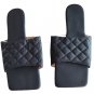 Black Quilted Slides Mules Sandals Square Toe SZ 39  8.5-9 Pedicure Slippers