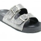 H2K Espen Black Glitter Double Buckle Adjustable Comfort Slip On Slides Sandals H2K Espen Black Glitter Double Buckle Adjustable Comfort Slip On Slides Sandals