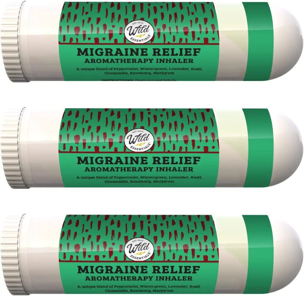 3 Pack Migraine Relief Aromatherapy Nasal Inhalers Headache Pain Wild
