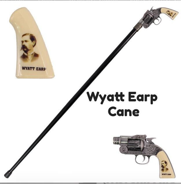 Wyatt Earp Revolver Gun Handle Cane Gentleman's Walking Stick Pistol