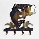 BASS Key Rack Dog Leash Hanger Metal Wall Holder 4 Hooks  7  x 9  Keys Mugs Pots