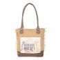 RESCUE ME Two Tone Tote Bag Repurposed Canvas Purse Tote Recycled Fringe Dog New