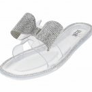 H2K Lucia Silver Fashion Jelly Slides Flip Flops Bow Sandals Bling Open Toe New H2K Lucia Silver Fashion Jelly Slides Flip Flops Bow Sandals Bling Open Toe New