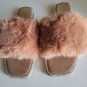 H2K ELEGANCE Tan Comfort Slides Sandals Open Toe Glitter Bling Ultra Cushion