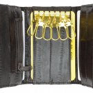 Genuine Eel Skin Key Holder Brown Wallet With Snap Button Closure E312 Keyholder
