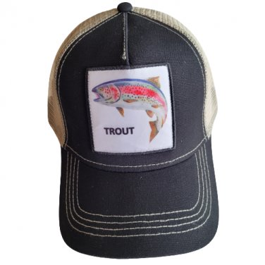 TROUT Hat Crazy Trucker Baseball Cap Mesh Panel Adjustable One Size Snap Back