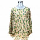 Montana West Cactus Print Poncho Cover Up Casual Beach Pool Fashion Tan / Green Montana West Cactus Print Poncho Cover Up Casual Beach Pool Fashion Tan / Green