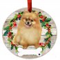 Pomeranian Dog Wreath Ornament Personalizable Christmas Tree Holiday Decoration