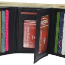 RFID Blocking Genuine Leather Trifold Classic Style Wallet Black ID Window New