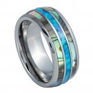 Domed Ring with Opal and Mother of Pearl Inlay 8mm Tungsten Ring Band Size 10 Domed Ring with Opal and Mother of Pearl Inlay 8mm Tungsten Ring Band Size 10