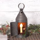 15 Inch Revere Lantern in Kettle Black Wired Country Tin Farmhouse Farm Lamp