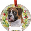 Boxer Dog Wreath Ornament Personalizable Christmas Tree Holiday Decoration Boxer Dog Wreath Ornament Personalizable Christmas Tree Holiday Decoration