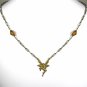 Queen Mab NoMonet Necklace Gold Brown Diamond Shape Glass Drop Hand Crafted USA