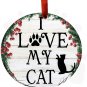I Love My Cat Wreath Ornament Personalizable Christmas Tree Holiday Decoration
