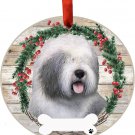 Old English Sheepdog Dog Wreath Ornament Personalizable Christmas Holiday Old English Sheepdog Dog Wreath Ornament Personalizable Christmas Holiday