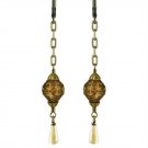 Queen Mab NoMonet Earrings Gold Brown Diamond Shape Glass Drop Hand Crafted USA