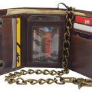 RFID Blocking Men's Tri-fold Vintage Biker Vintage Buffalo Leather Steel Chain RFID Blocking Men's Tri-fold Vintage Biker Vintage Buffalo Leather Steel Chain