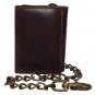 RFID Blocking Men's Tri-fold Vintage Biker Vintage Buffalo Leather Steel Chain