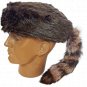 Davey Crockett Coonskin Cap Real Fur Tail Raccoon GRAY Coon Daniel Boone Hat New