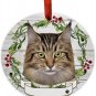 Maine Coon Cat Wreath Ornament Personalizable Christmas Tree Holiday Decoration