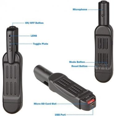 Pocket Clip Hidden Spy Camera w/ Built in DVR Spy Camera Video Pocket Recorder
