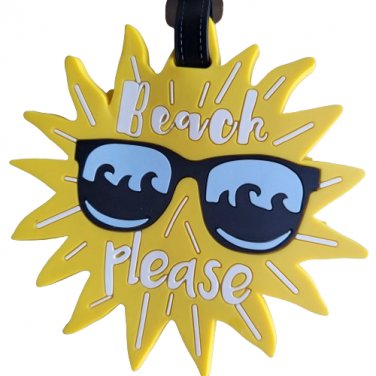 Luggage Tag BEACH PLEASE Identification Label Suitcase Backpack ID Travel Charm