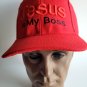 JESUS IS MY BOSS Hat Cap RED Embroidered Adjustable One Size Baseball Christian