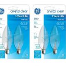 4 GE 60w Decorative B Type Candelabra Base Bulb 540 Lumen Crystal Clear 2-2packs 4 GE 60w Decorative B Type Candelabra Base Bulb 540 Lumen Crystal Clear 2-2packs