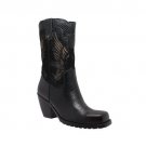 Women's 11" Laser Eagle Boot Black Biker Ladies Size 6 medium Width AdTec New Women's 11" Laser Eagle Boot Black Biker Ladies Size 6 medium Width AdTec New