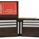 Mens Wallet Genuine Leather Flap Up ID Card Holder Bifold Brown 8.5" x 3.25"