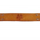 Wide Leather Bracelet Wristlet Flat Star Handcrafted Cuff Double Snap Boho