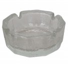Blenko Vintage 8 Paneled Clear Pebbled Textured Art Glass Ashtray MCM Cigarette