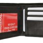 Genuine Leather Bi-Fold Wallet ID Window Black Credit Card Slots Zippered Pocket