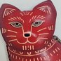 Burgundy Cat Leather Wristlet Wallet Change Coin Purse Zip Close Charm Keychain