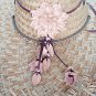 Beige Leather Flower Cowboy Cowgirl Hatband Concho Adjustable Hat Band w Dangles