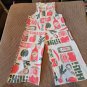 Flour Sack Tomato Overalls W/ Straps Hippie Cottage Core Boho Size Extra Large