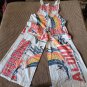 Flour Sack Aloha Overalls W/ Straps Hippie Cottage Core Boho Size Extra Large