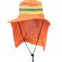 Orange Hi Vis Reflective Safety Boonie Neck Flap Cover Work Hat Wide Brim