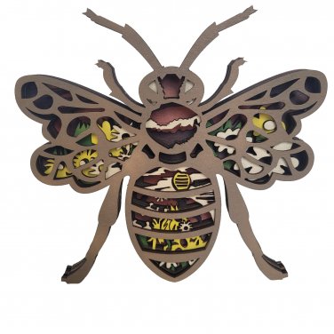 Bee Handcrafted Layered Wood Wall Art Shelf 3D Scene Laser Cut Handmade Made USA